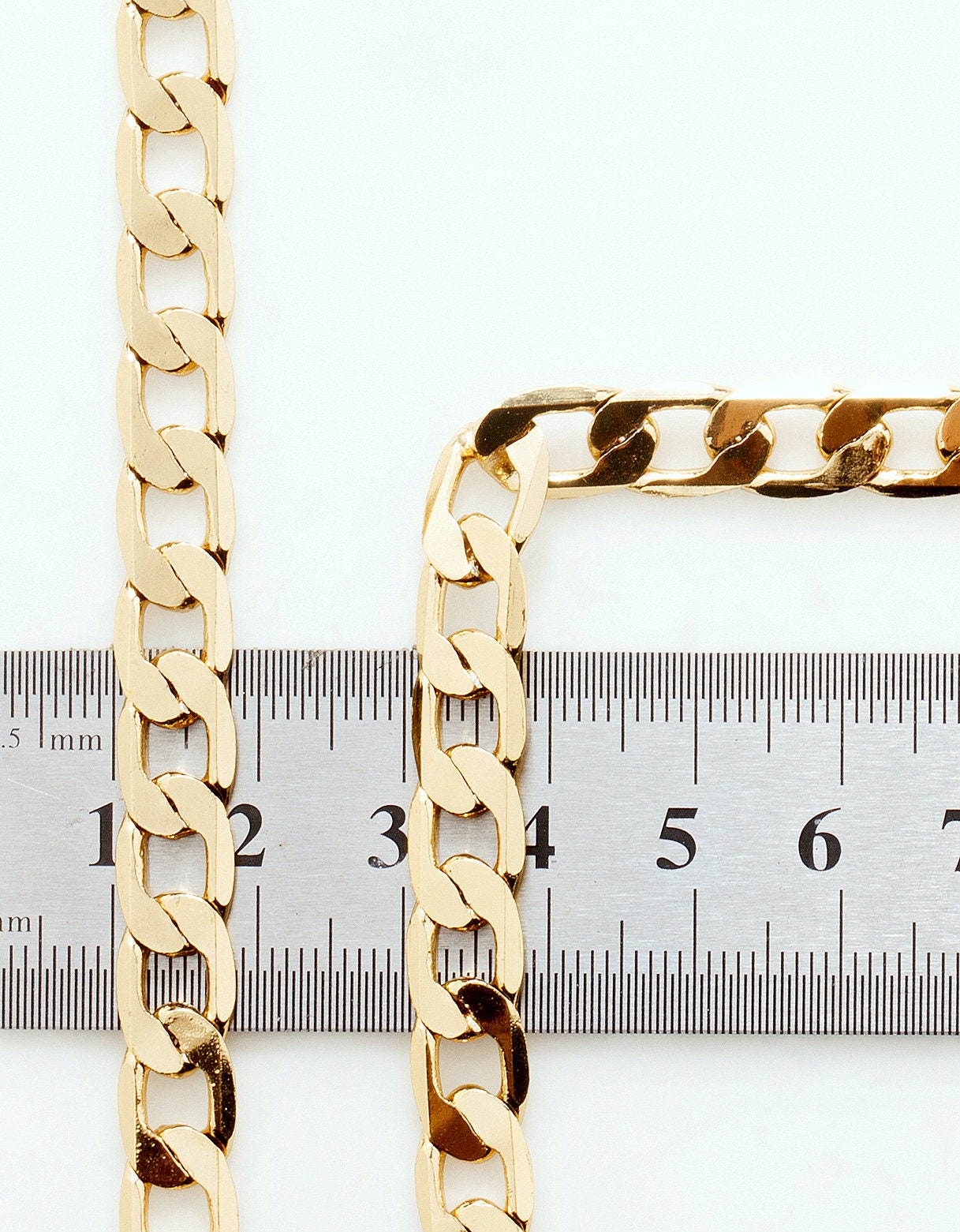 Cuban Gold Plated Flat Chain 18 KGF /14 KGF 3.8mm/4.40mm/5mm/6mm/6.5mm and 8mm Sold by Foot Cuban Link Chain