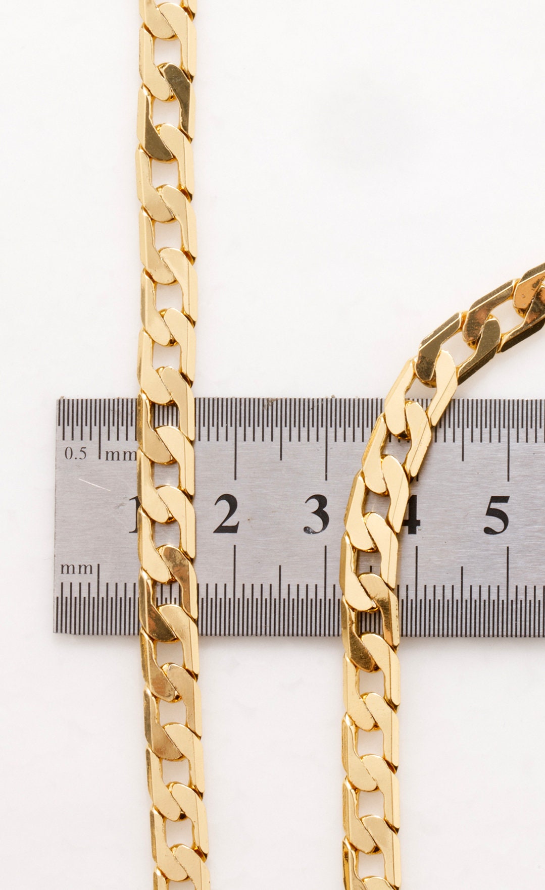 Cuban Gold Plated Flat Chain 18 KGF /14 KGF 3.8mm/4.40mm/5mm/6mm/6.5mm and 8mm Sold by Foot Cuban Link Chain