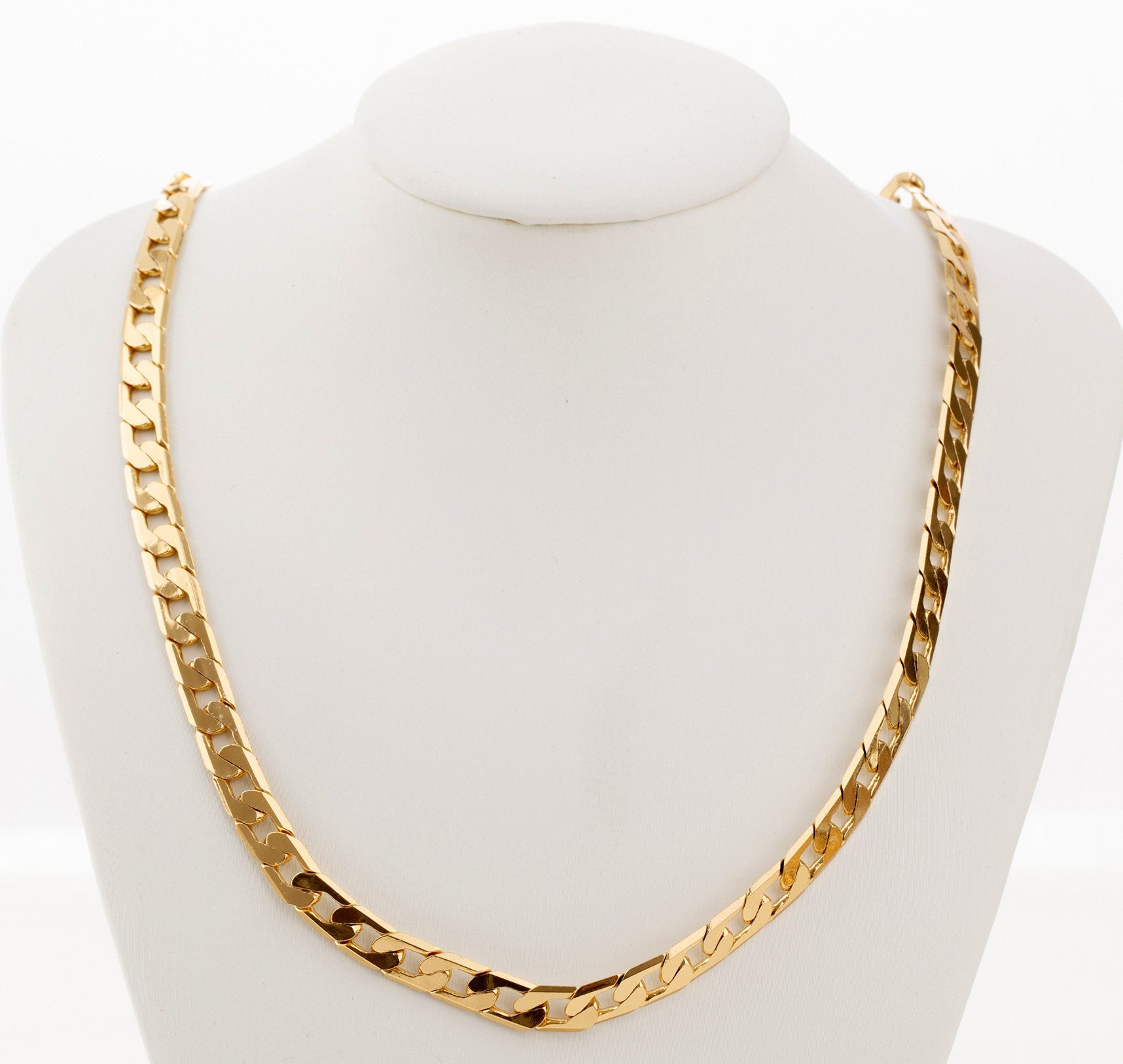 Cuban Gold Plated Flat Chain 18 KGF /14 KGF 3.8mm/4.40mm/5mm/6mm/6.5mm and 8mm Sold by Foot Cuban Link Chain