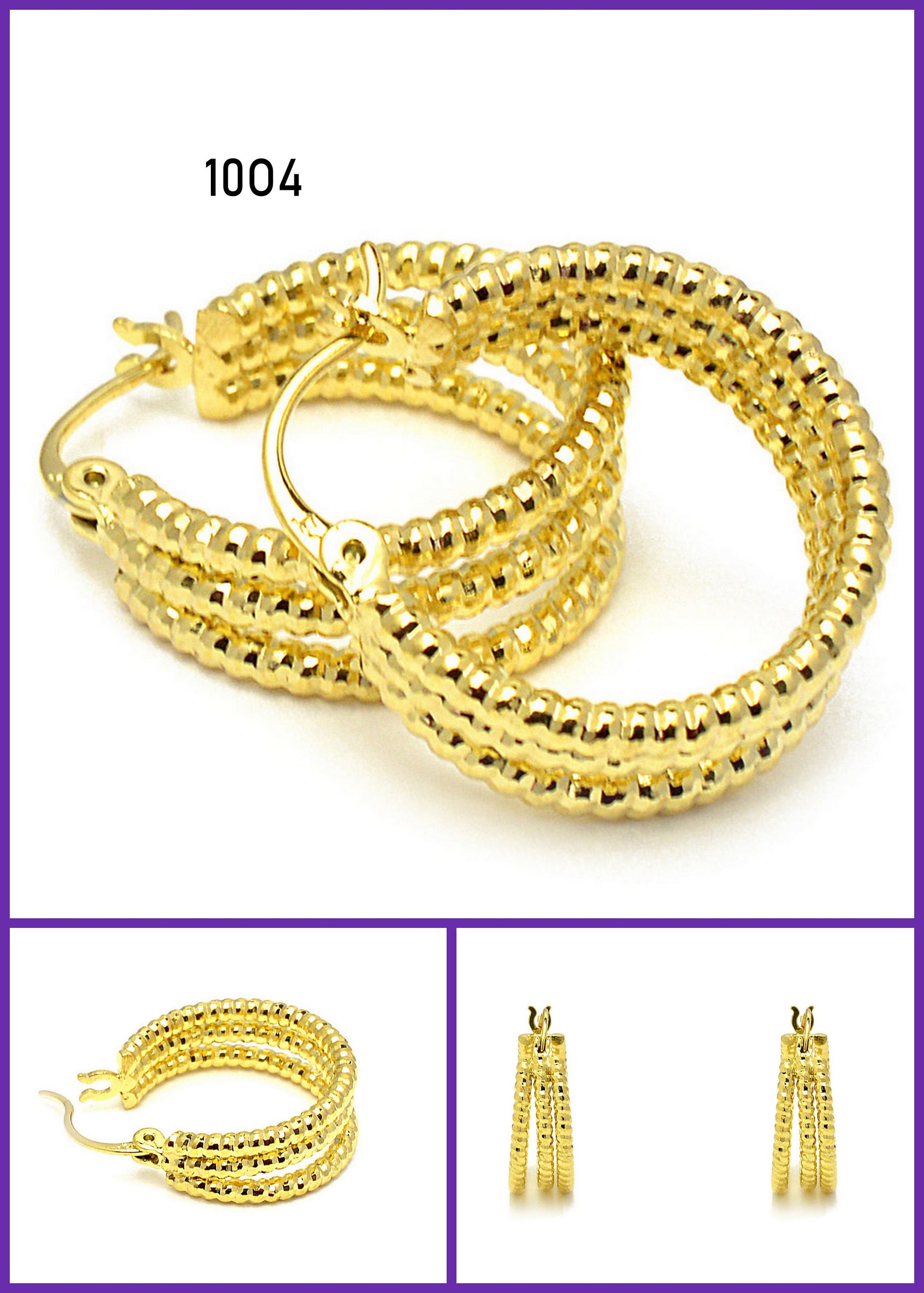 Swirl twisted Round Oval Diamond Cut Hoop Earring Gold Filled EP 18K , Jewelry Making 6 designs Hoop Earring