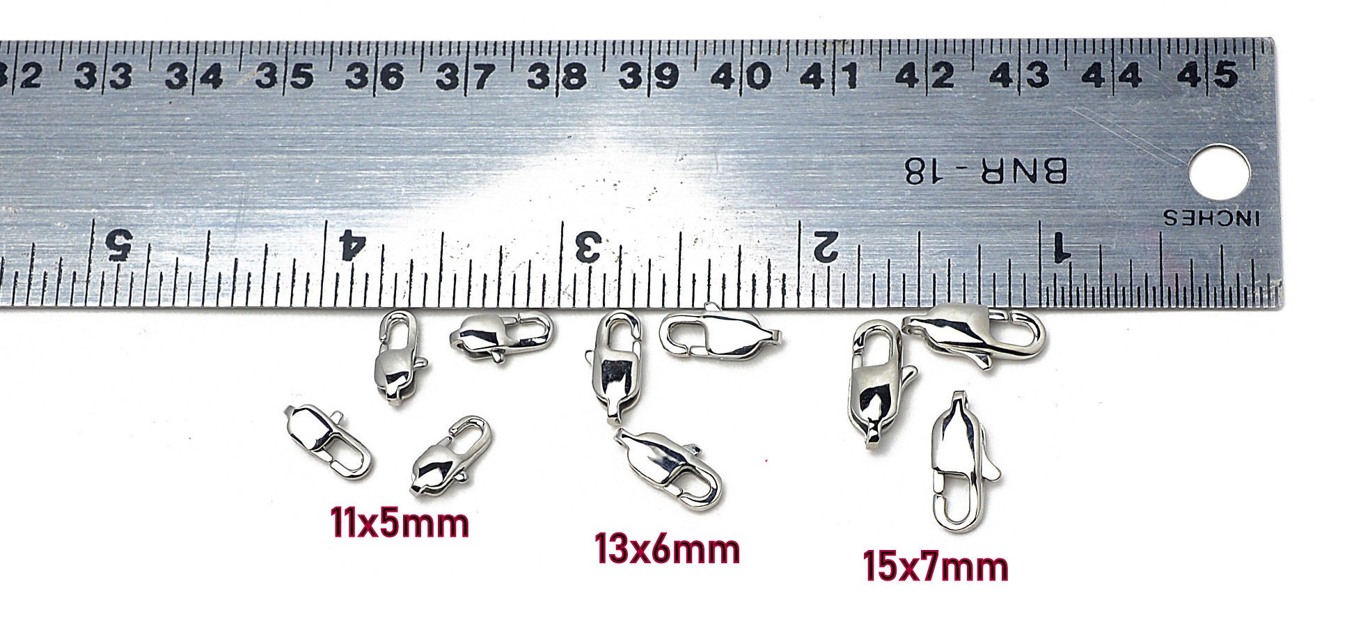 Stainless Steel Lobster Clasp 12PCs/Bag different Sizes 9x5mm/11x6mm/11x5mm/13x6mm/13x8mm/15x7mm Jewelry Finding Parts For Jewelry Making