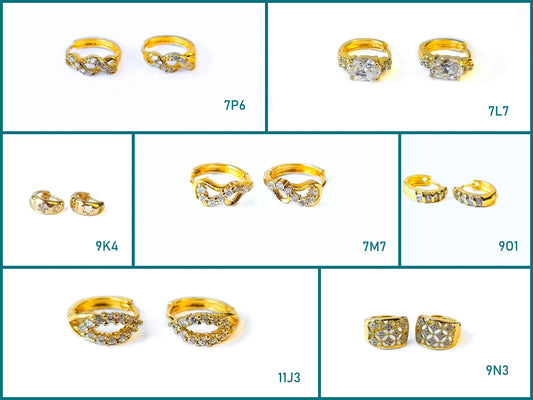 Gold and diamond studded rings set, various designs, jewelry collection.