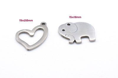 Stainless Steel Heart, Elephant, Crosses and Ankh Charm For Jewelry Making