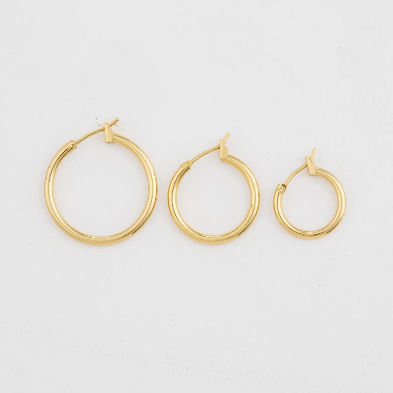 Moon Round Hoop Earring Gold Filled EP 18K , Jewelry Making 2 designs Hoop Earring 16mm/20mm/25mm-27x25mm Moon Earring