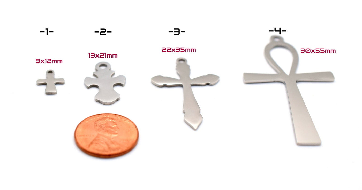 Stainless Steel Heart, Elephant, Crosses and Ankh Charm For Jewelry Making