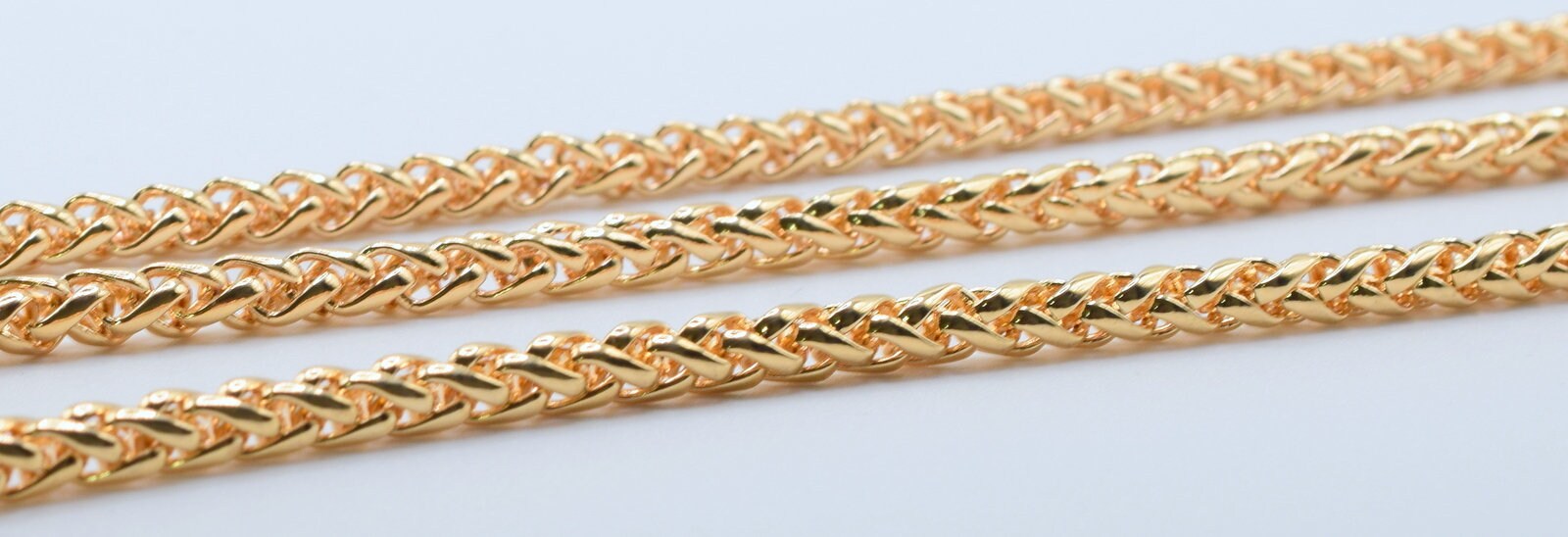 3 Foots 4mm Gold Filled Wheat Chain, 18K Gold Filled Findings For Jewelry Making GFC126H - BeadsFindingDepot