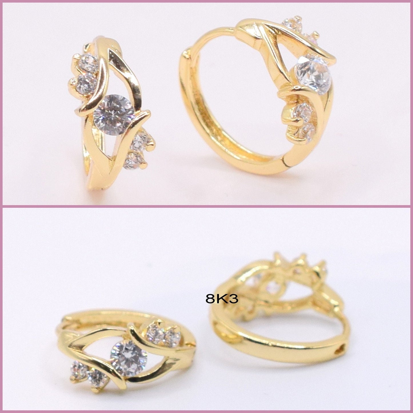 Round Oval Diamond Cut Hoop Earring with zircon Gold Filled EP 18K/14K , Jewelry Making 10 designs Hoop Earrings