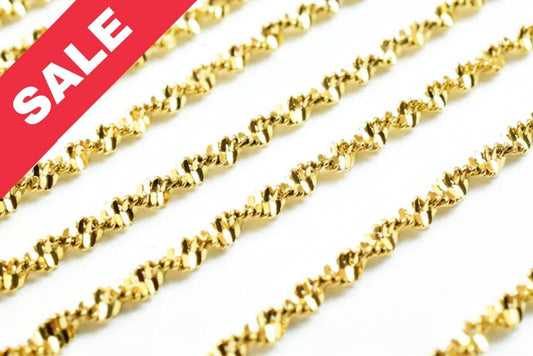 2.1mm Gold Plated Twisted Snake Chain 18K GFC027 Sold by Foot