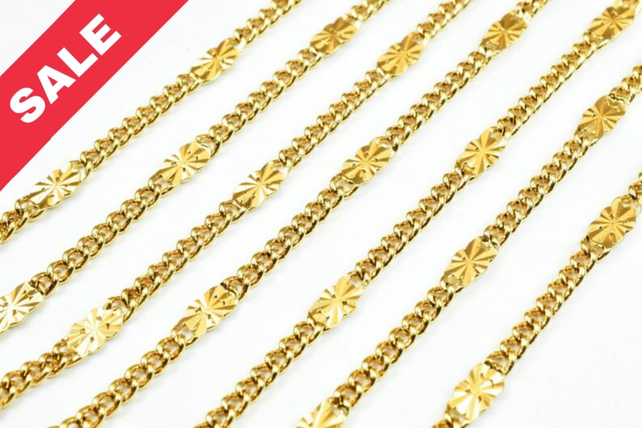 2.5mm 18K Gold Plated* tarnish resistant Chain Sold by Foot For Jewelry Making GFC074