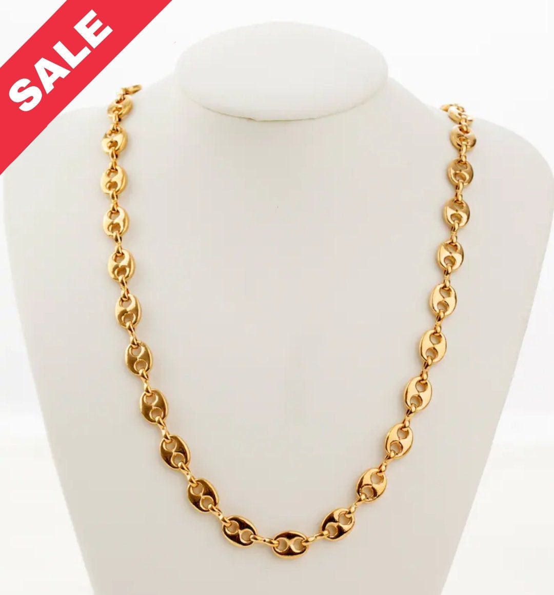 Channel cable looking link chain 18k Gold Plated 6mm chain sold by foot for jewelry making gfc108