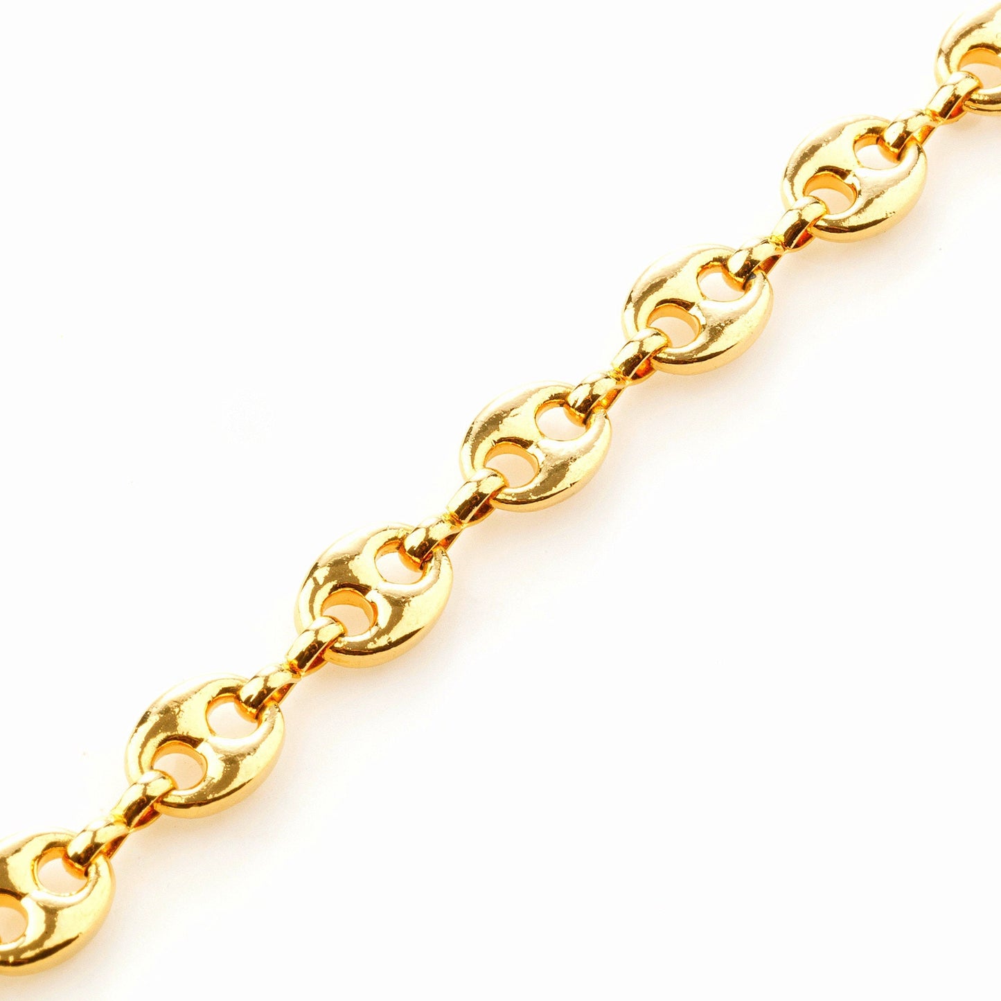 Channel cable looking link chain 18k Gold Plated 6mm chain sold by foot for jewelry making gfc108