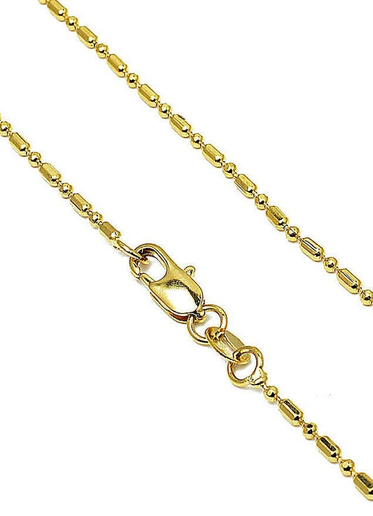 Gold bead chain necklace with lobster clasp.