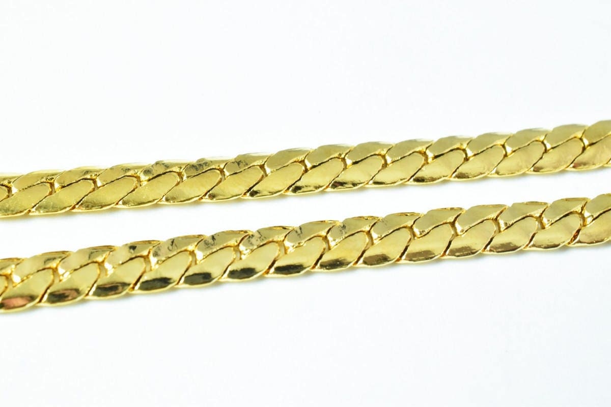 18k gold filled EP herringbone cuban chain 18kt gold filled size 18"/20" inch long 5mm/4mm width item #cg440/cg514