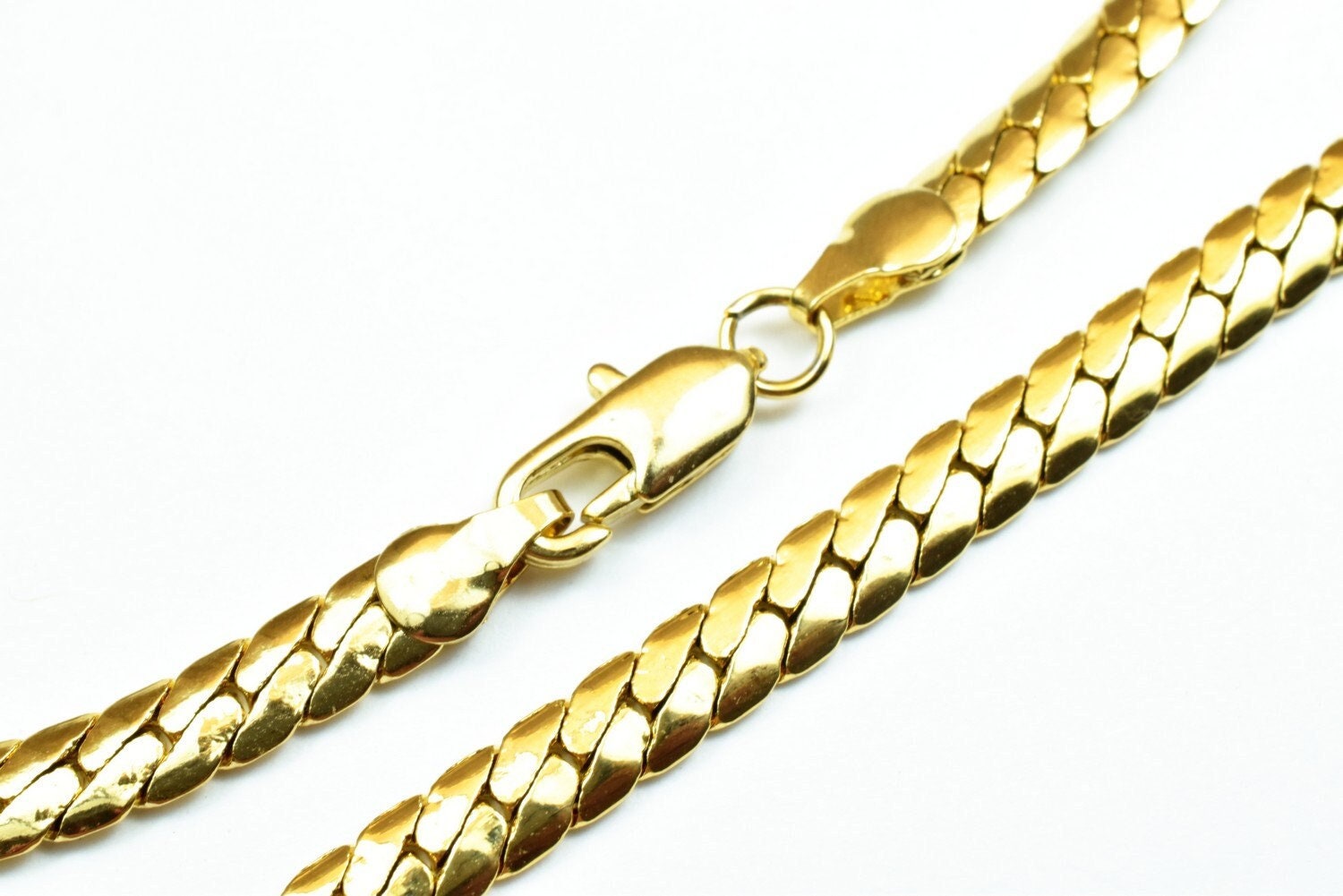 18k gold filled EP herringbone cuban chain 18kt gold filled size 18"/20" inch long 5mm/4mm width item #cg440/cg514