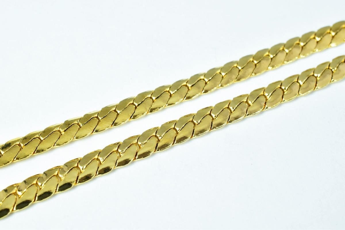 18k gold filled EP herringbone cuban chain 18kt gold filled size 18"/20" inch long 5mm/4mm width item #cg440/cg514