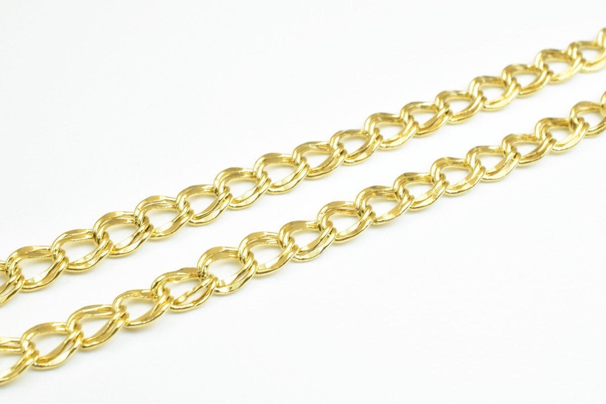 Double link chain 18k gold filled EP chain 20" and 24" inches 5mm/7mm width 2mm thickness for jewelry making cg315, cg315a ,cg315b