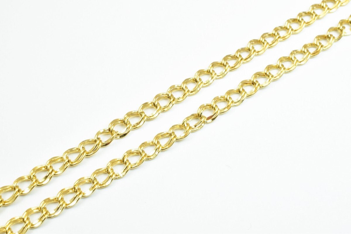 Double link chain 18k gold filled EP chain 20" and 24" inches 5mm/7mm width 2mm thickness for jewelry making cg315, cg315a ,cg315b