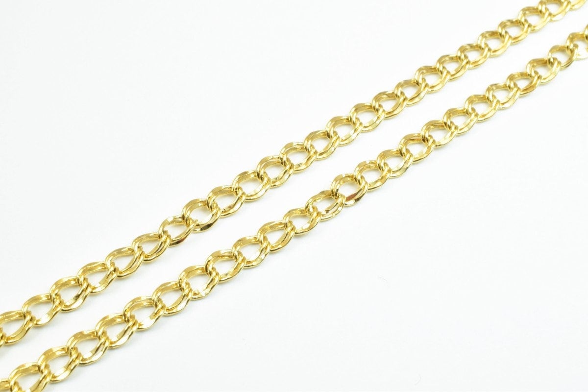 Double link chain 18k gold filled EP chain 20" and 24" inches 5mm/7mm width 2mm thickness for jewelry making cg315, cg315a ,cg315b