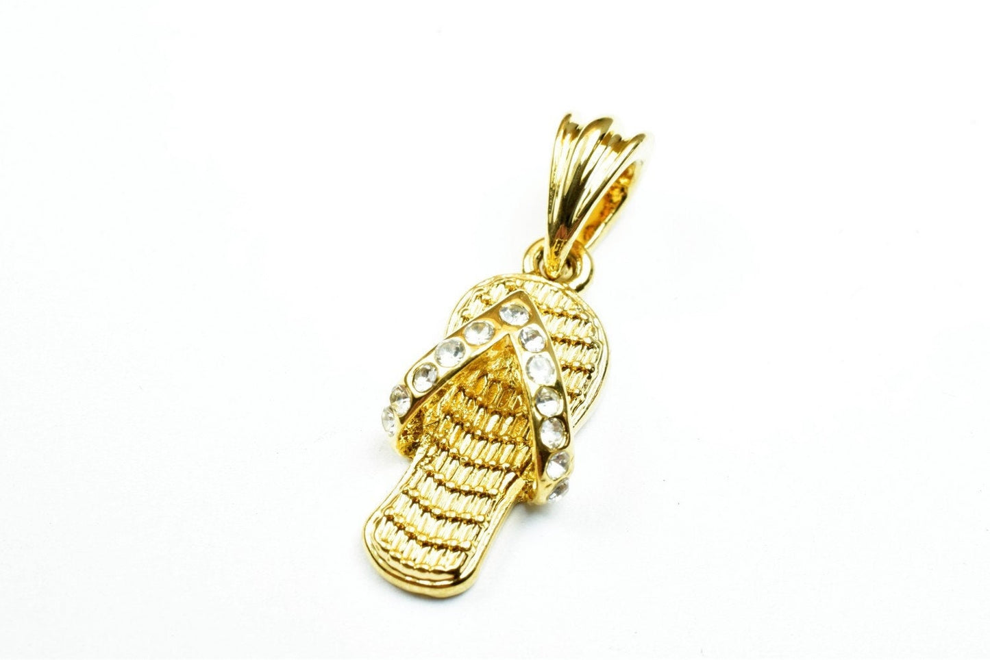 18k as gold filled* sandals size 22x11mm 3d slippers footwear cubic zirconia pendant charm for necklace jewelry making gp145