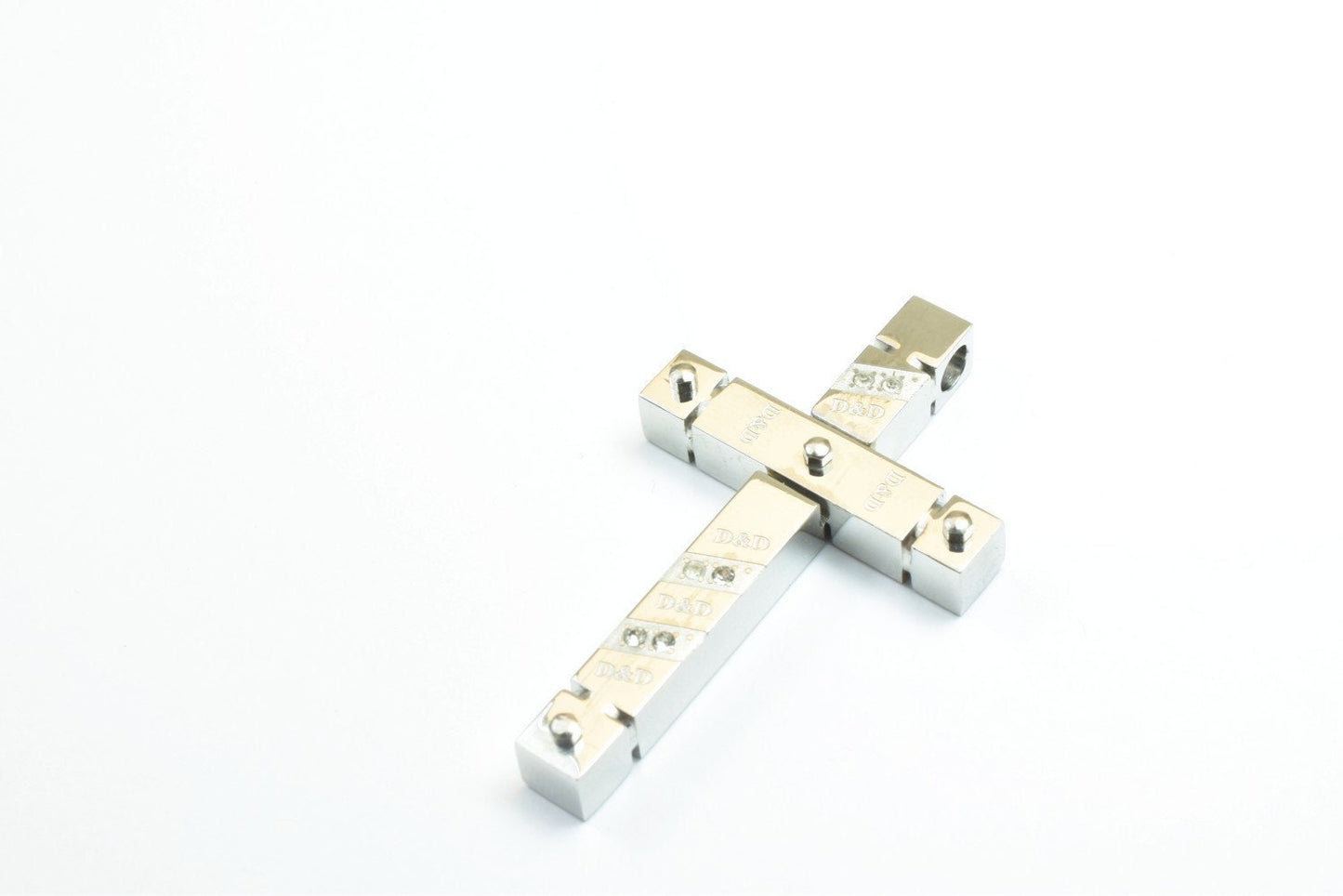 White gold filled cross pendant stainless steel size 50x29.5mm, thickness 7mm for jewelry making rp68