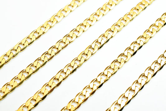 Gold plated figaro cuban chain 18k size 2mm for jewelry making gfc43 sold by foot