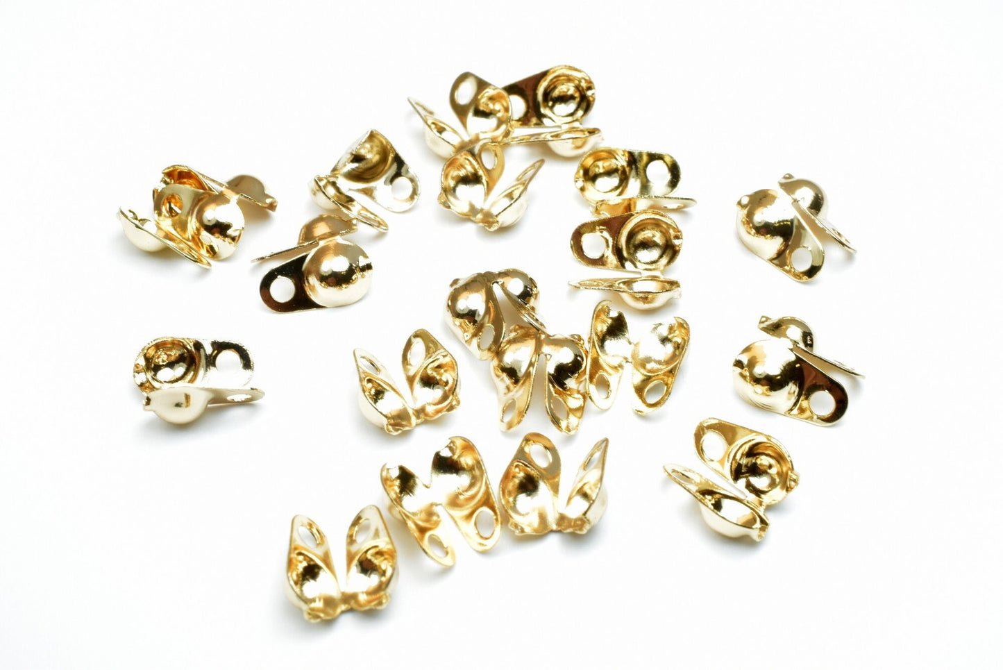 18k gold filled EP ball chain crimp cover end tip beads size 1.5mm, 2.4mm, 3.2mm, 4mm for jewelry making findings