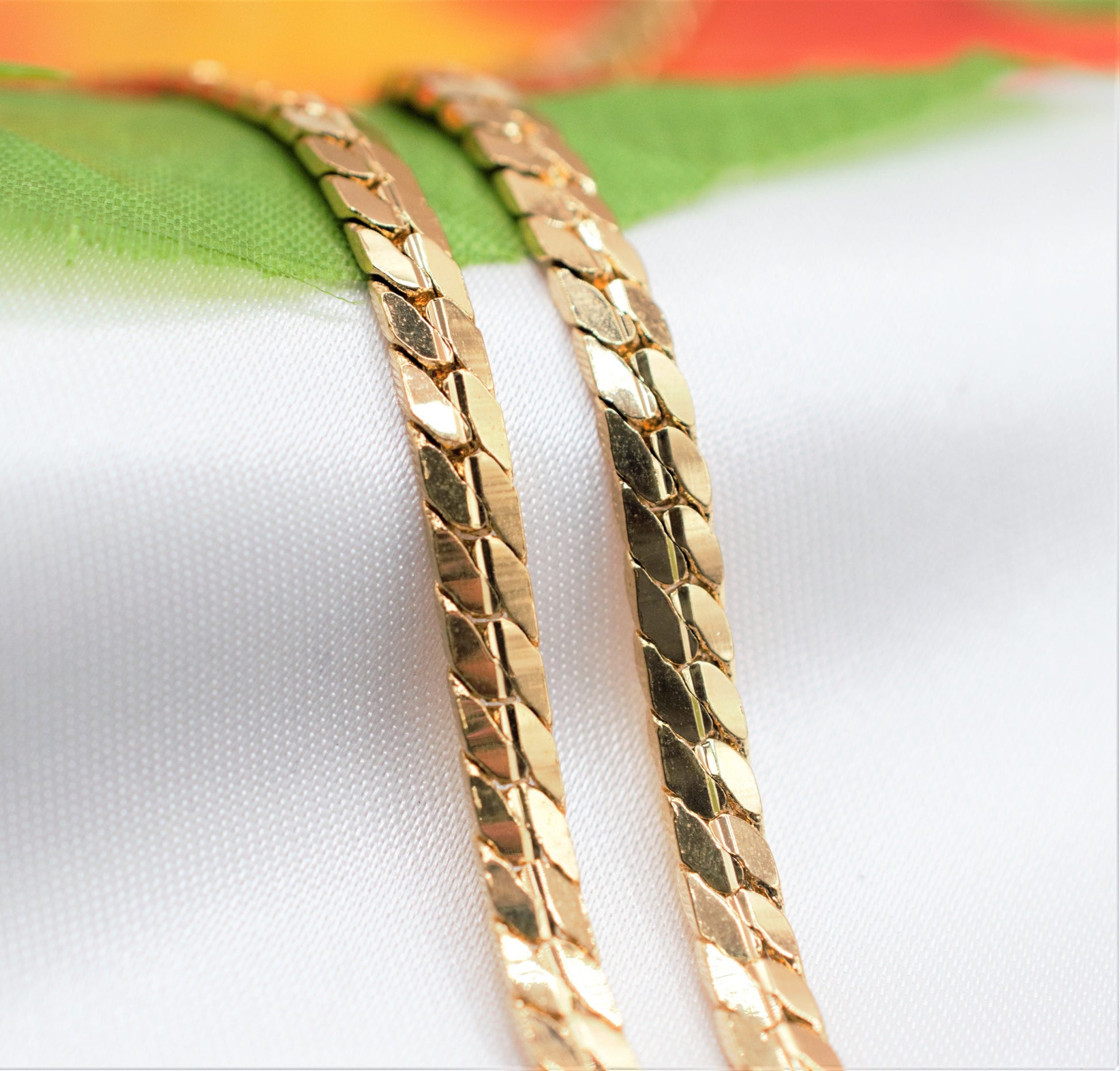 18k gold filled EP herringbone cuban chain 18kt gold filled size 18"/20" inch long 5mm/4mm width item #cg440/cg514