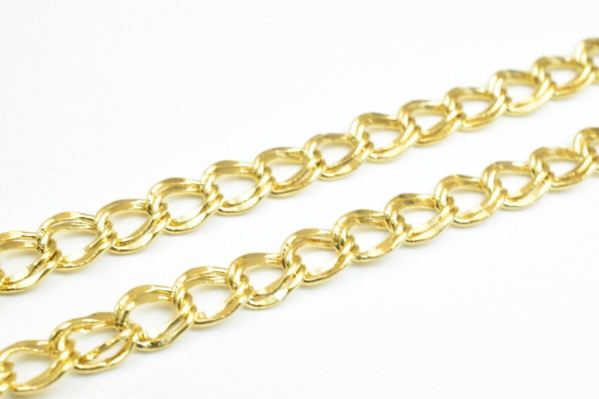 Double link chain 18k gold filled EP chain 20" and 24" inches 5mm/7mm width 2mm thickness for jewelry making cg315, cg315a ,cg315b