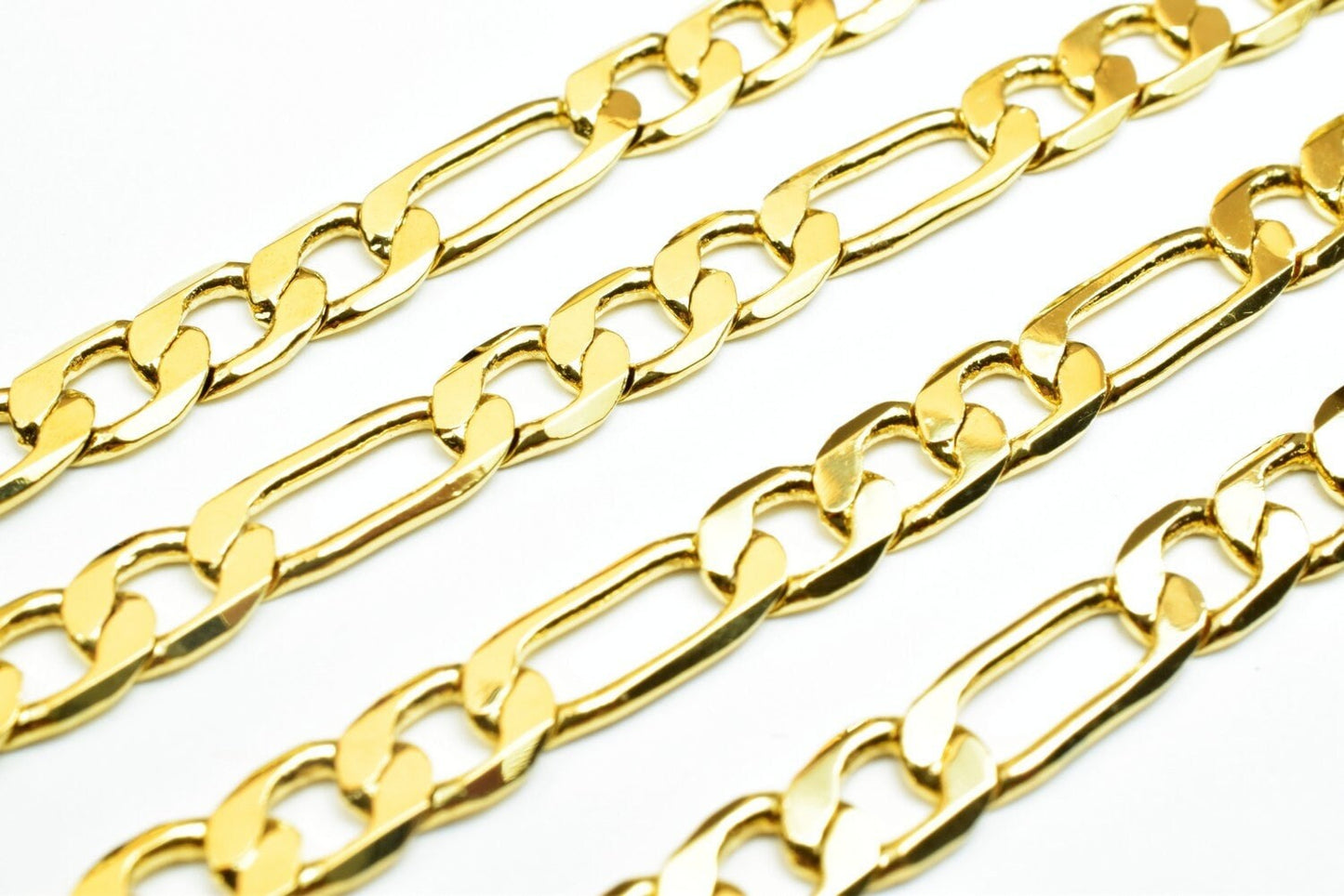 18k gold filled EP figaro chain 20" /24" and 31" inches long, 5mm and 10mm/11mm width gold filled findings chain for jewelry making