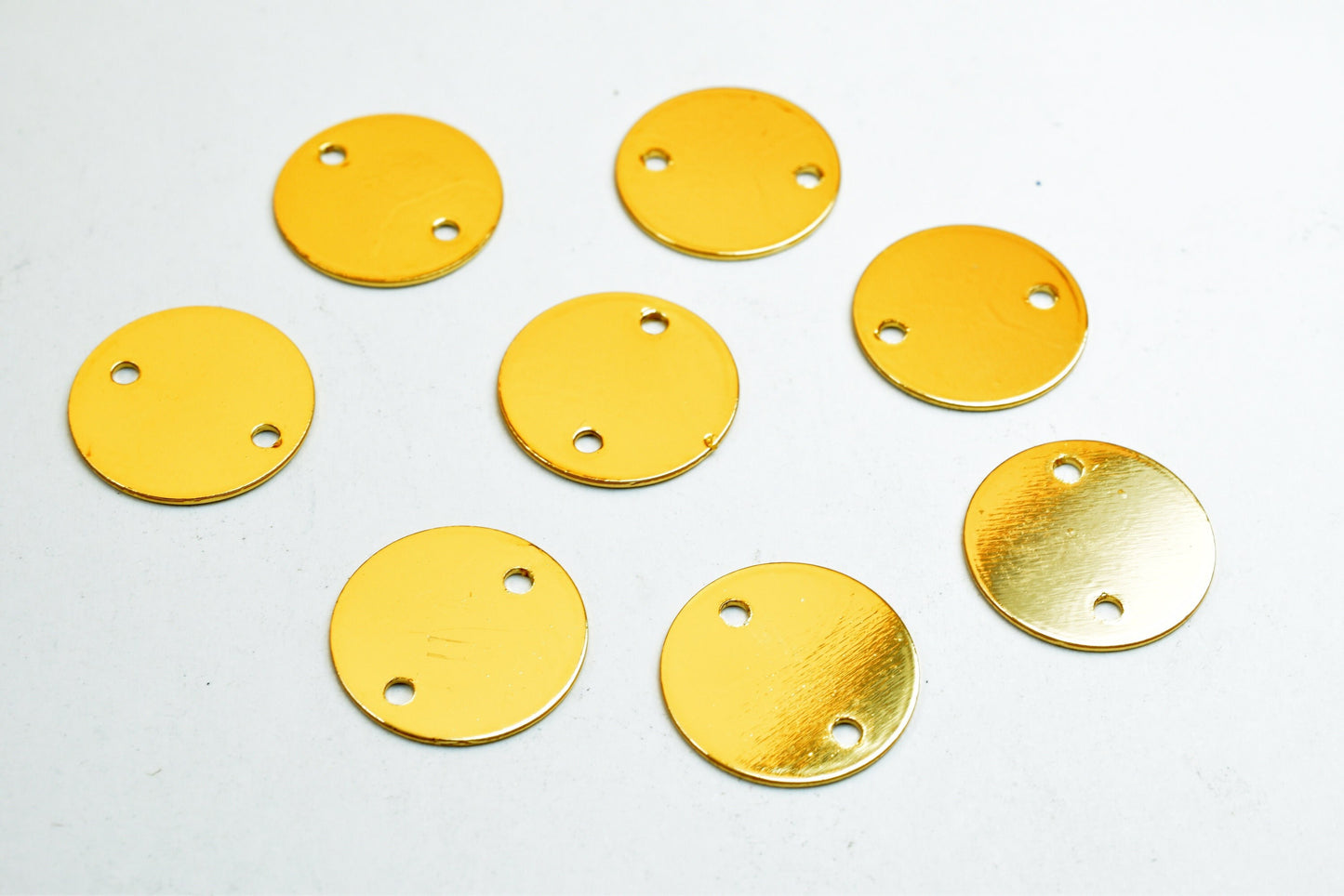 12mm 18k gold filled EP name tag round stamping blank disc with 2 hole size 1mm, thickness 0.5mm findings for jewelry making gf02