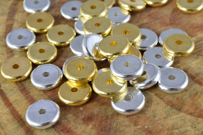 Gold /silver roundel plain spacer size 6mm/8mm/10mm, spacer beads for jewelry making,craft supplies, tools,beads,cabochons,beads,gold,