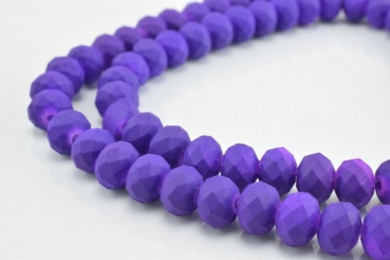 Matte glass beads donut rondelle faceted for jewelry decoration chandelier 6x8mm 60 pcs ea item#789222042905