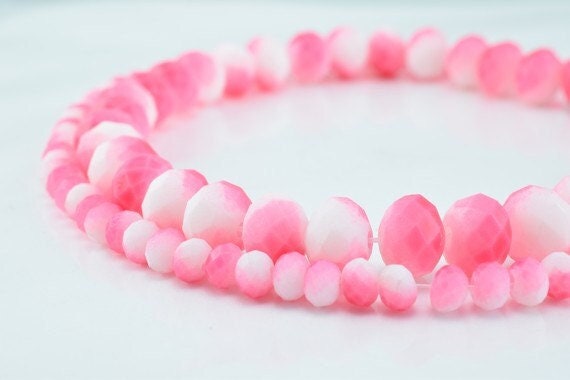 Matte glass beads donut rondelle faceted for jewelry decoration chandelier 3x4mm and 6x8mm. 2 sizes group 60 pcs ea item#789222042882