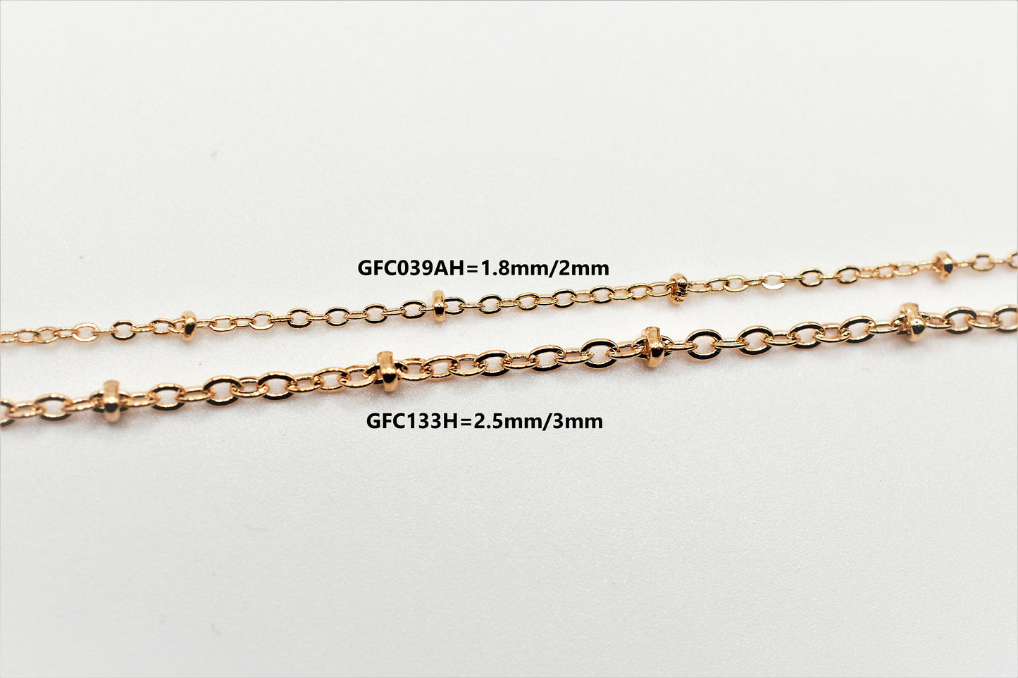 Gold Filled Satellite Chain, Cable Findings customize Chain layered necklace For Jewelry Supplier-3 Feet 1.8mm/2.5mm 18K - BeadsFindingDepot