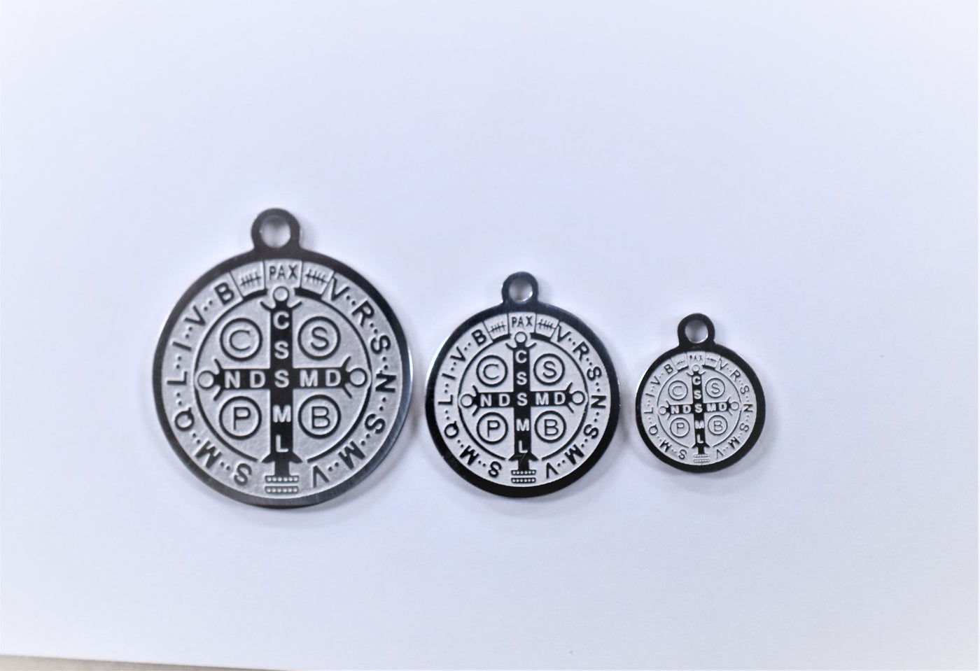 Saint Benito Charm Stainless Steel Size 10mm ,15mm ,20mm Christian Religious, First Communion Baby Baptism For Jewelry Making