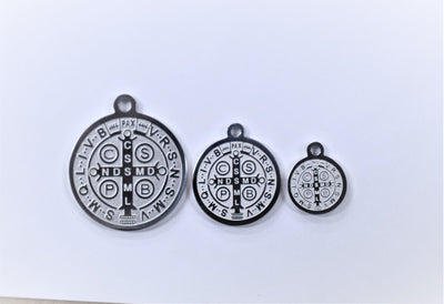Saint Benito Charm Stainless Steel Size 10mm ,15mm ,20mm Christian Religious, First Communion Baby Baptism For Jewelry Making