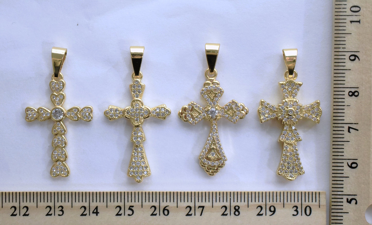 Gold Filled EP tarnish resistant Round CZ Pave Cross Pendant For Personalize Jewelry and Gift for her/ Crystal Cross