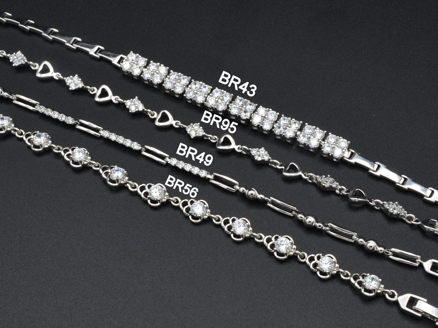Women Silver Bracelet Rhodium Plated Chain With Clear Cubic Zirconia bohemian Bling for Jewelry Making tarnish resistant