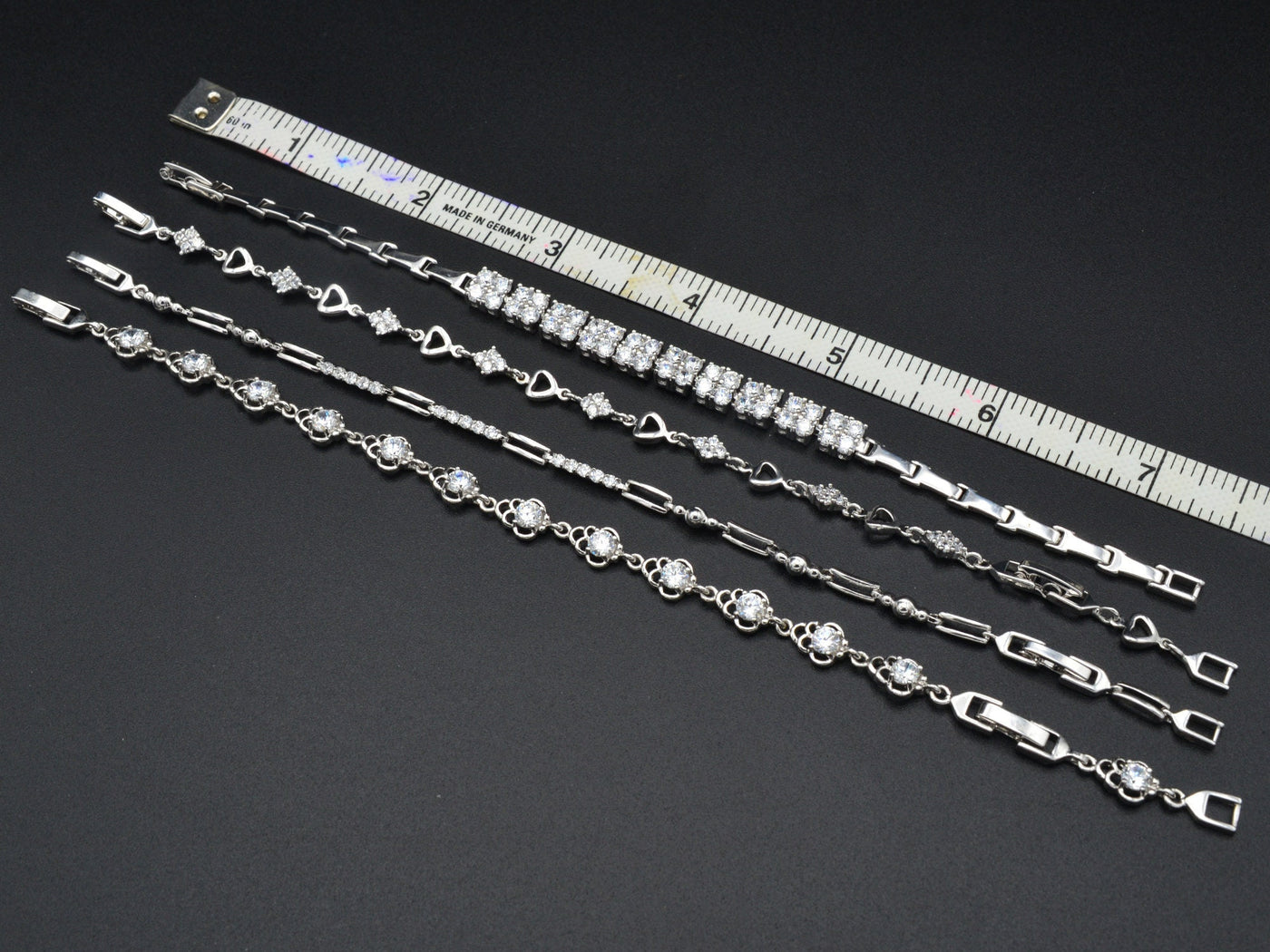 Women Silver Bracelet Rhodium Plated Chain With Clear Cubic Zirconia bohemian Bling for Jewelry Making tarnish resistant