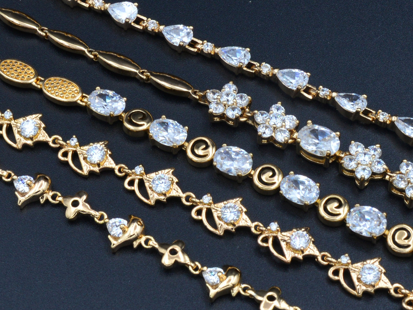 Women's Gold Bracelet Chain With Clear diamond Cubic Zirconia bohemian Bling for Jewelry Making tarnish resistant Women's Gift