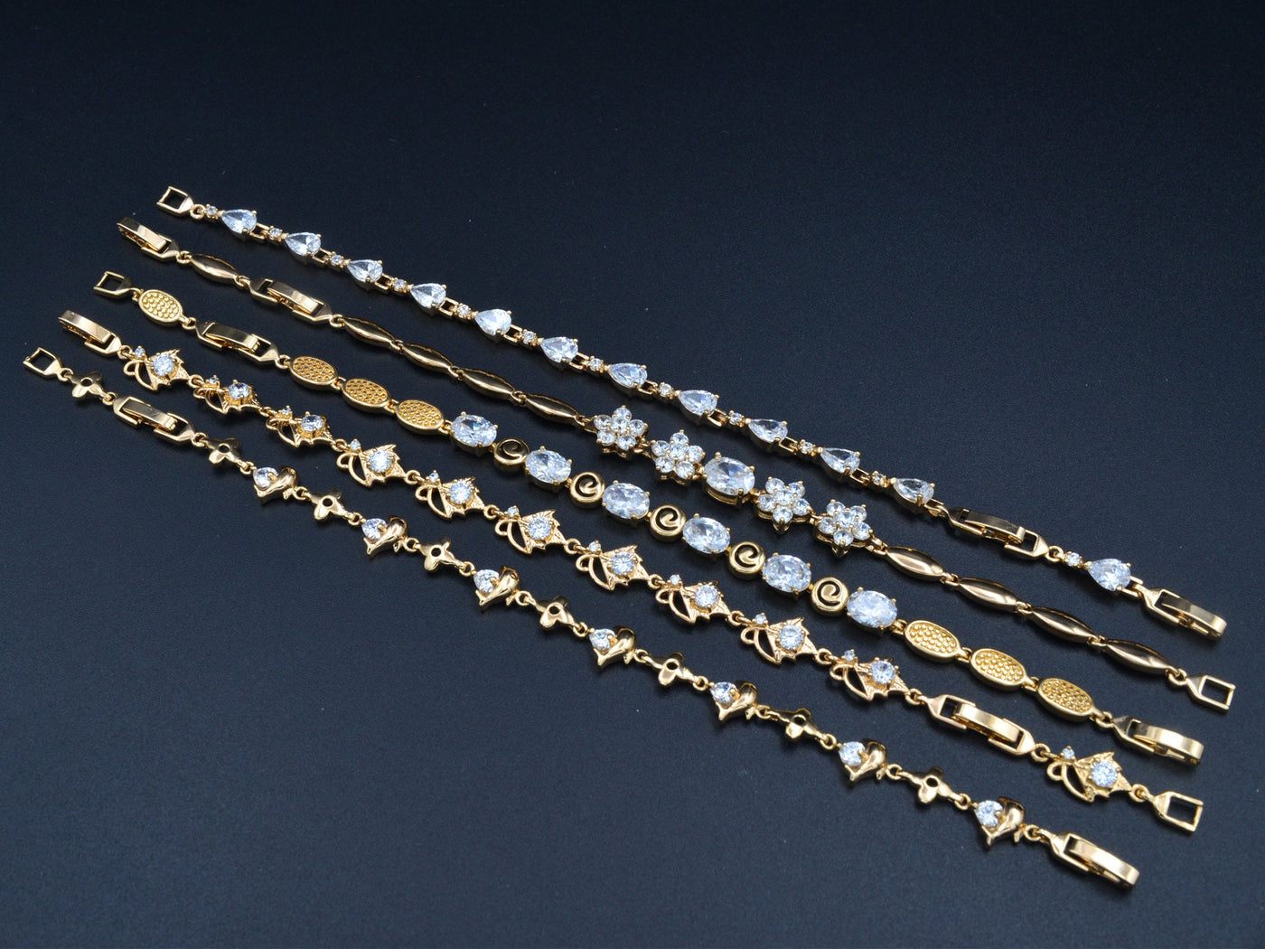 Women's Gold Bracelet Chain With Clear diamond Cubic Zirconia bohemian Bling for Jewelry Making tarnish resistant Women's Gift