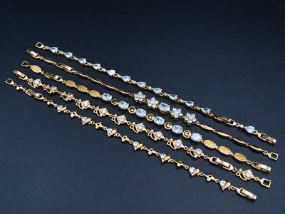 Women's Gold Bracelet Chain With Clear diamond Cubic Zirconia bohemian Bling for Jewelry Making tarnish resistant Women's Gift