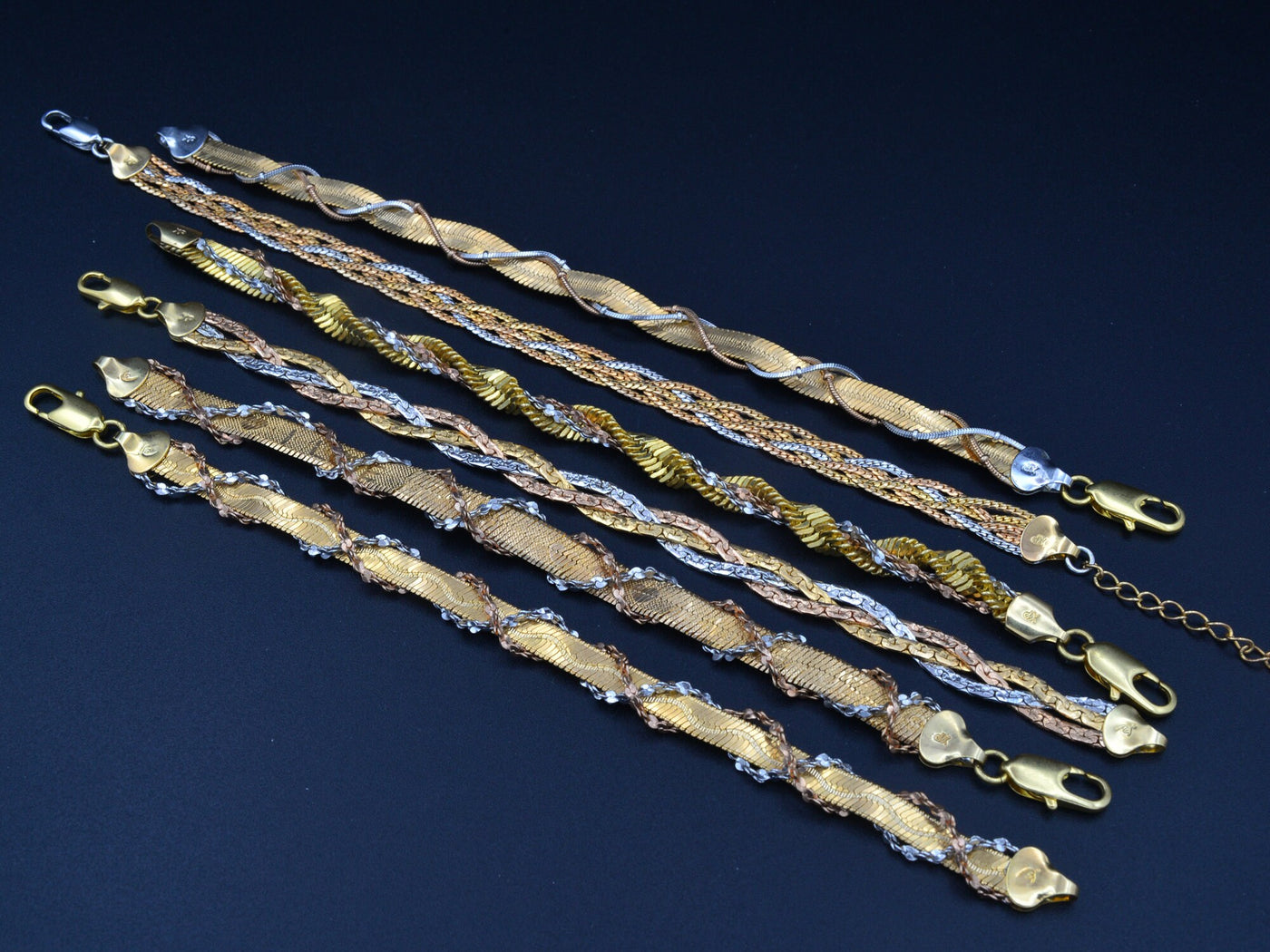 Women's Gold Filled EP Bracelet Singapore twisted Chain With Multicolors Gold/Rose Gold/ White Gold Bling, Jewelry Making tarnish resistant