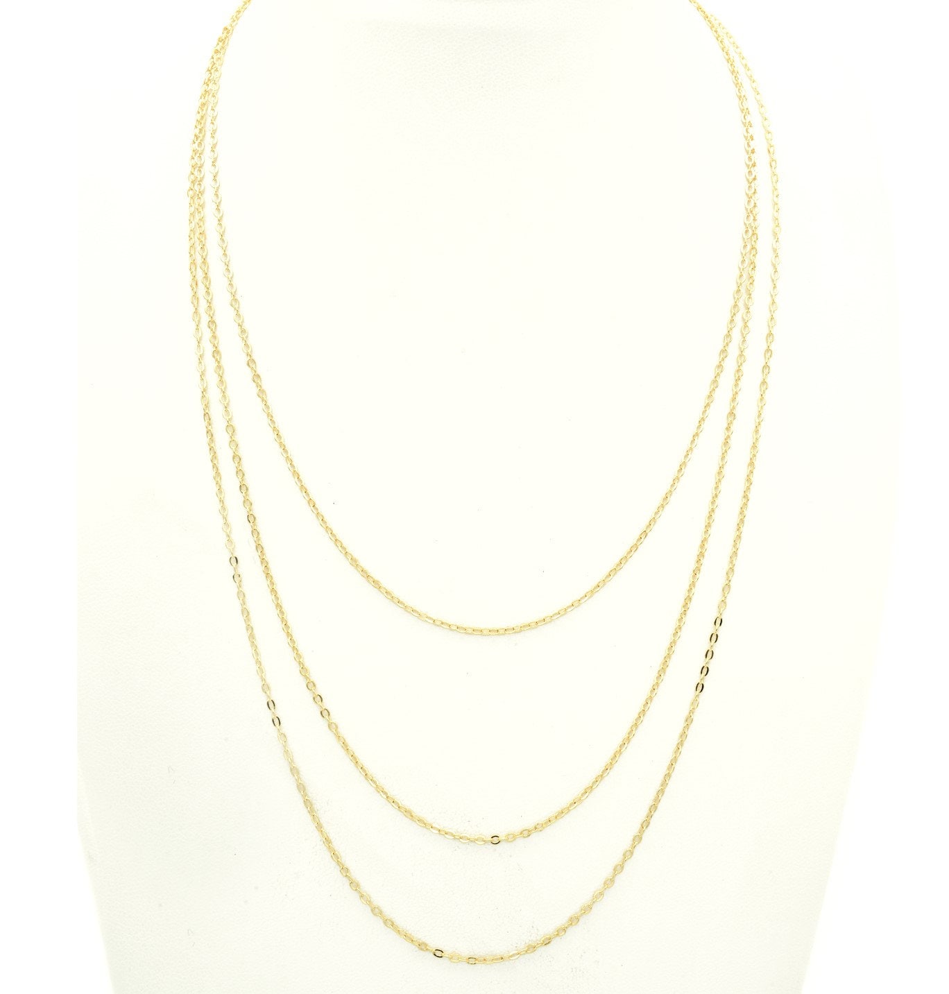 Adjustable Cable Flat Link Diamond Cut Chain 14K Gold Filled with 2 inch extension Chain 16/18/20/22 Inch Necklace gift for everyone - BeadsFindingDepot