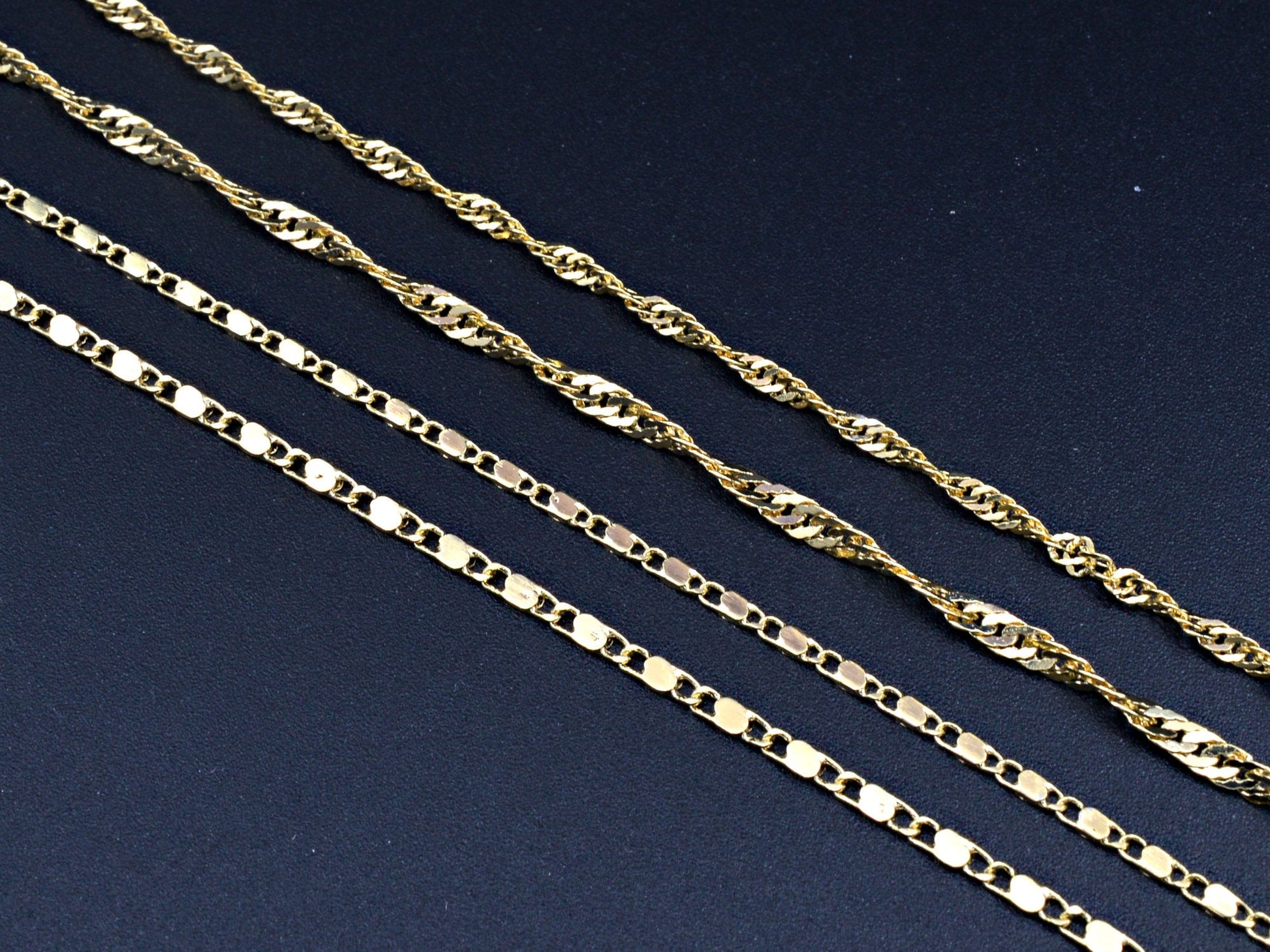 3Ft/PK 14K Gold Filled Singapore/Bar Scroll necklace Chain 1.8/2/2.8mm Findings For Jewelry Supplier and customize Wholesale - BeadsFindingDepot