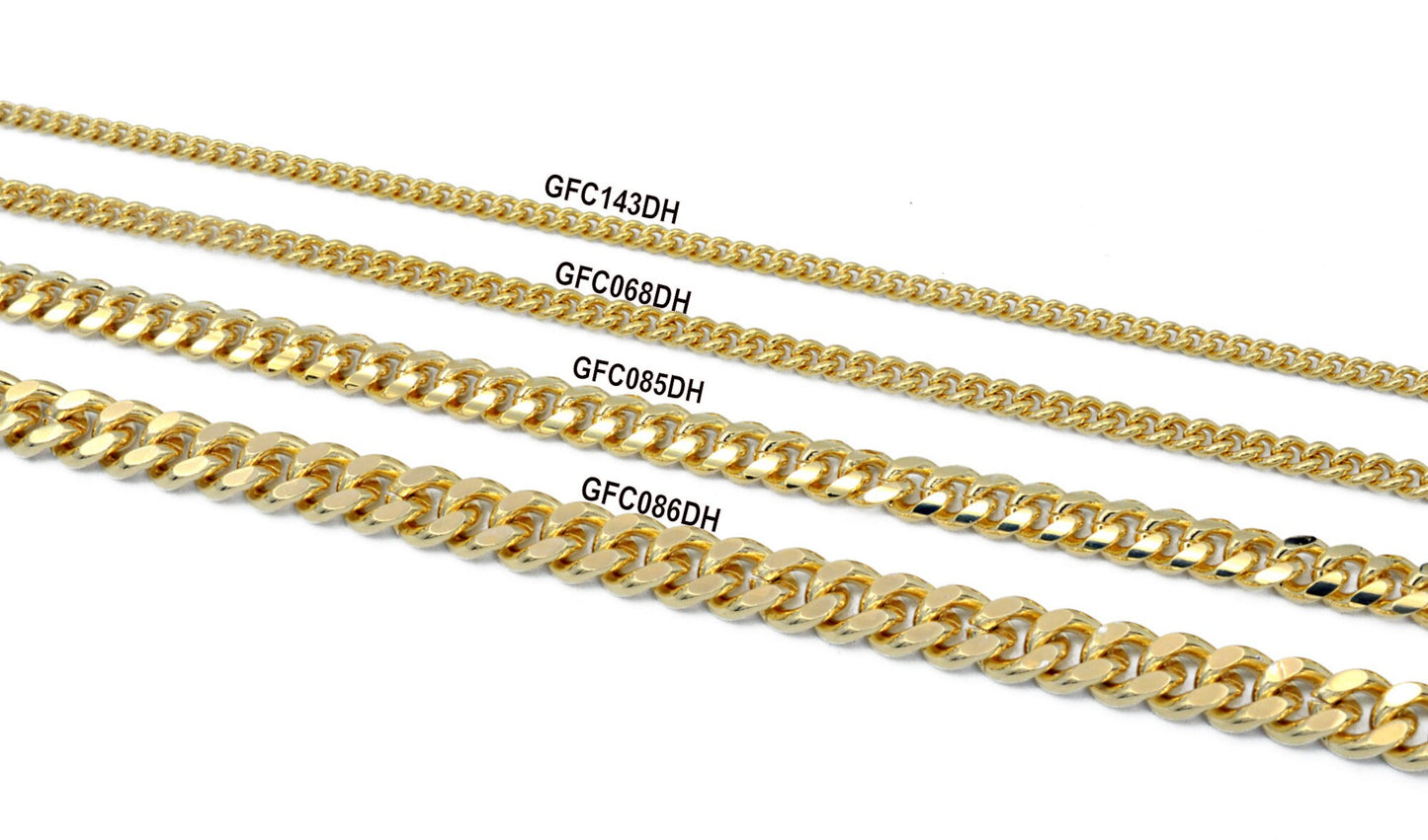 14K Gold Filled Cuban Curb Link Chain Customize necklace Findings for Jewelry Supplies and Wholesale 3FT/PK Sizes 2.2/3/4.8/6mm - BeadsFindingDepot