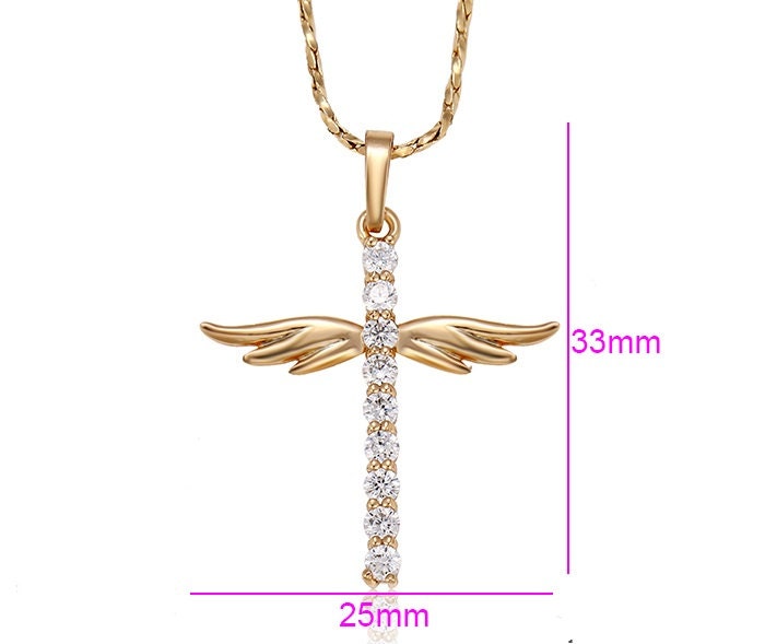 Gold Filled Cross Pendant Size 35x25mm gold-filled jewelry pendant with Clear CZ Cubic Zirconia