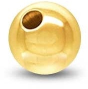 Gold round bead with large hole for jewelry crafting.