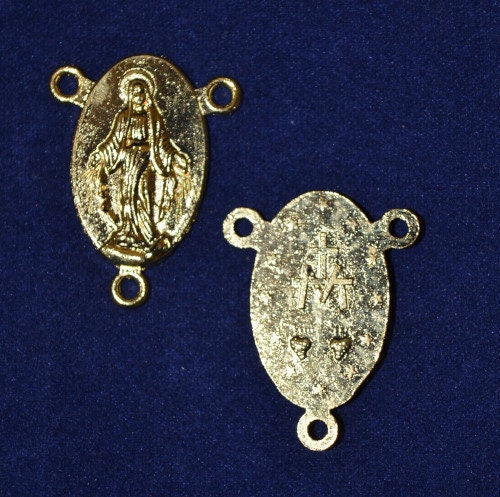 Gold Plated Religious Medal Of Rosary Connector