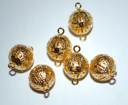 Round Decorative Gold Plated Clasps, Double hole opening, 2mm hole opening, 3.6grams/pk